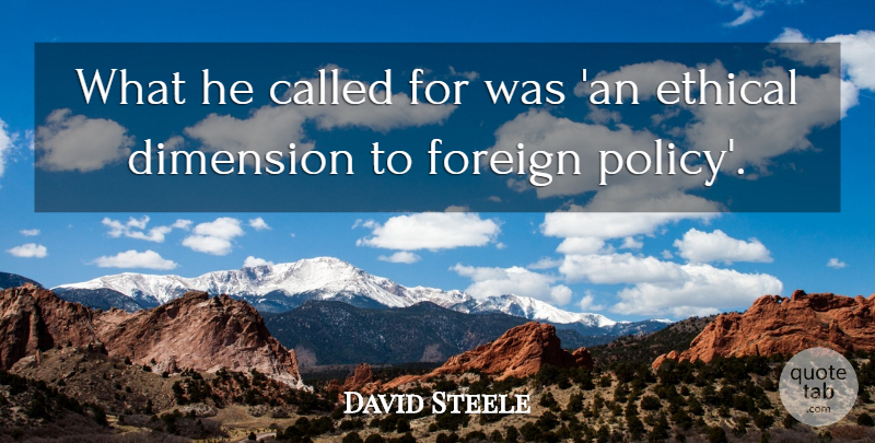 David Steele Quote About Dimension, Ethical, Foreign: What He Called For Was...