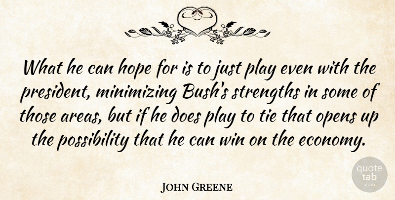 John Greene Quote About Hope, Opens, Strengths, Tie, Win: What He Can Hope For...