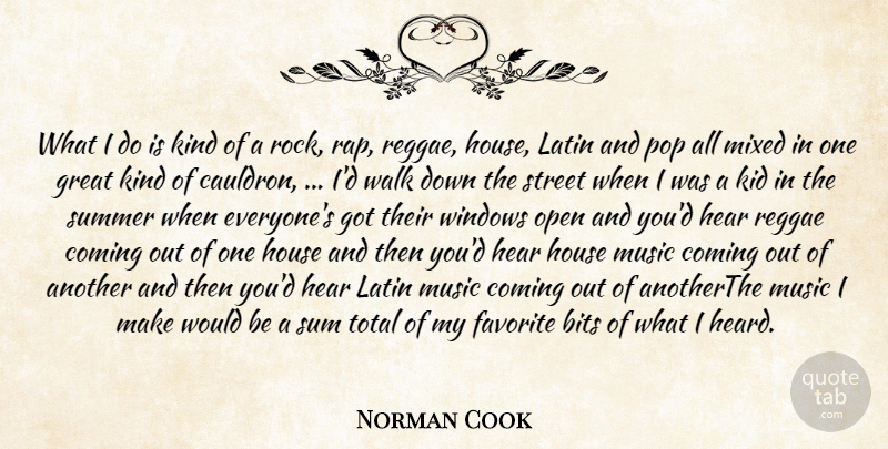 Norman Cook Quote About Bits, Coming, Favorite, Great, Hear: What I Do Is Kind...