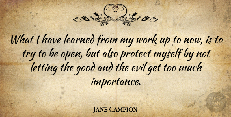 Jane Campion Quote About Evil, Trying, Too Much: What I Have Learned From...
