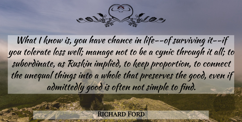 Richard Ford Quote About Loss, Simple, Chance: What I Know Is You...