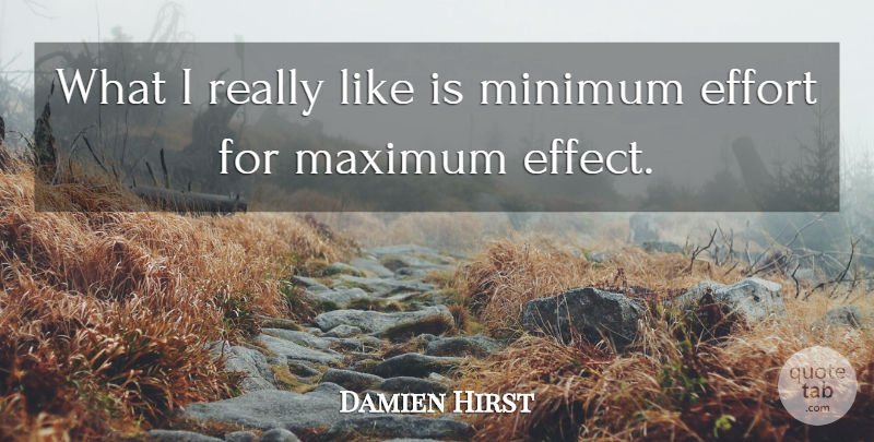 Damien Hirst Quote About Effort, Minimum, Maximum: What I Really Like Is...