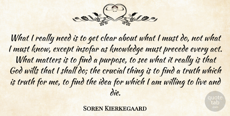 Soren Kierkegaard Quote About Ideas, What Matters, Needs: What I Really Need Is...