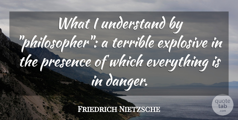 Friedrich Nietzsche Quote About Philosopher, Danger, Terrible: What I Understand By Philosopher...