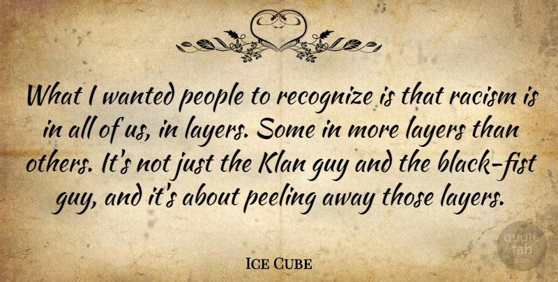 Ice Cube Quote About Guy, Klan, Layers, People, Racism: What I Wanted People To...