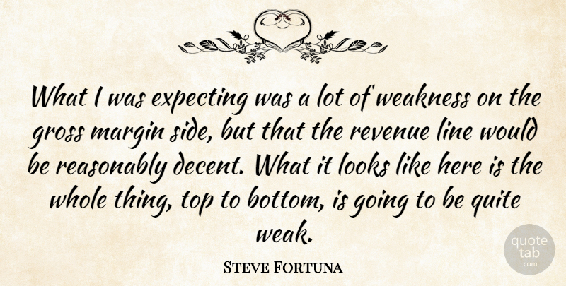 Steve Fortuna Quote About Expecting, Gross, Line, Looks, Margin: What I Was Expecting Was...
