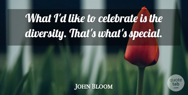 John Bloom Quote About Celebrate, Diversity: What Id Like To Celebrate...