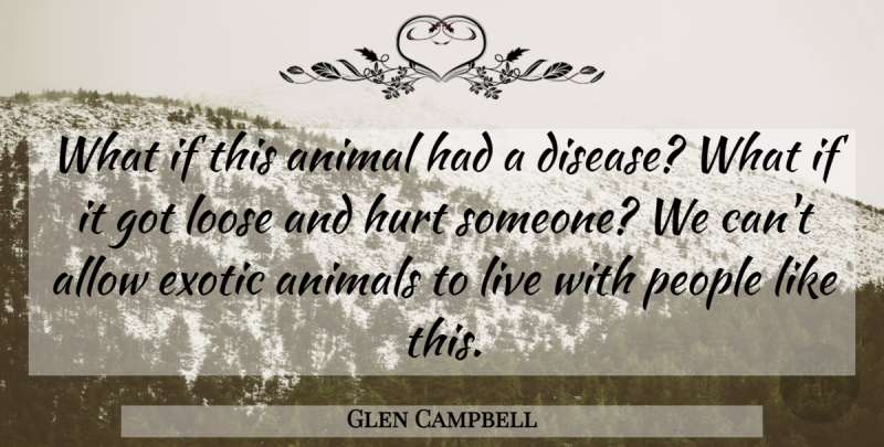 Glen Campbell Quote About Allow, Animal, Animals, Exotic, Hurt: What If This Animal Had...