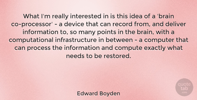 Edward Boyden Quote About Computer, Deliver, Device, Exactly, Information: What Im Really Interested In...
