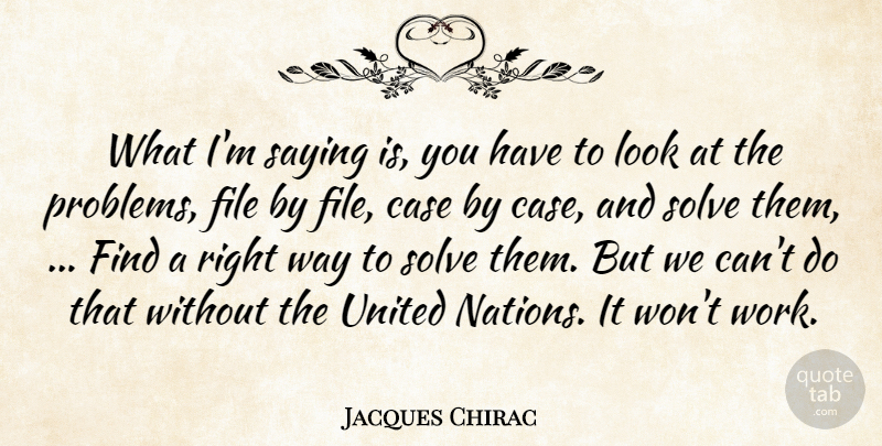 Jacques Chirac Quote About Case, File, Saying, Solve, United: What Im Saying Is You...