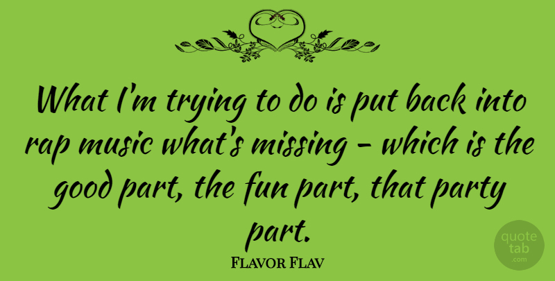 Flavor Flav Quote About Fun, Party, Rap: What Im Trying To Do...