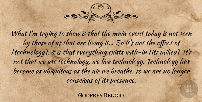 Godfrey Reggio Quote About Technology, Air, Trying: What Im Trying To Show...