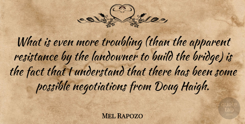 Mel Rapozo Quote About Apparent, Build, Fact, Possible, Resistance: What Is Even More Troubling...