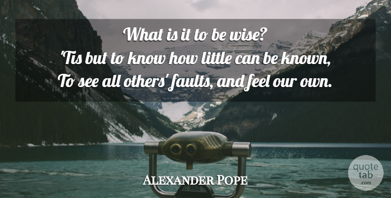 Alexander Pope Quote About Wise, Wisdom, Littles: What Is It To Be...