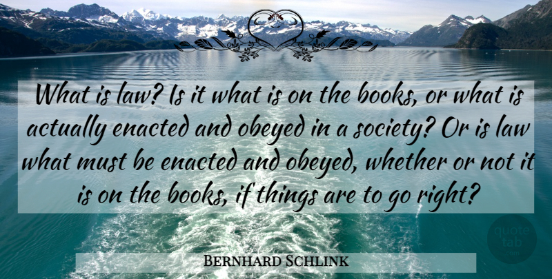 Bernhard Schlink Quote About Book, Law, Lawyer: What Is Law Is It...