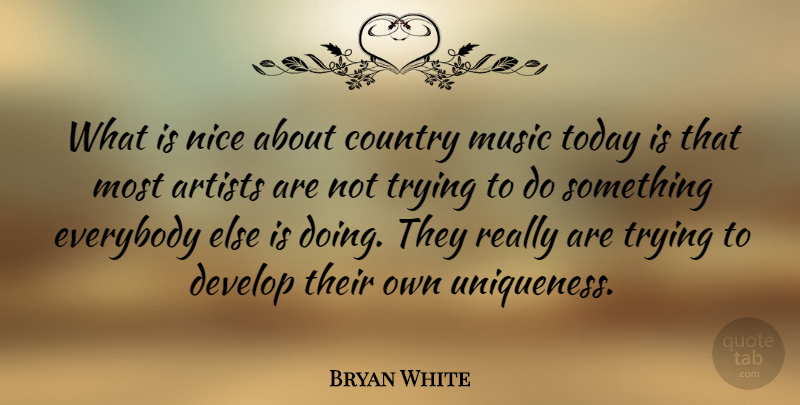 Bryan White Quote About Music, Country, Nice: What Is Nice About Country...
