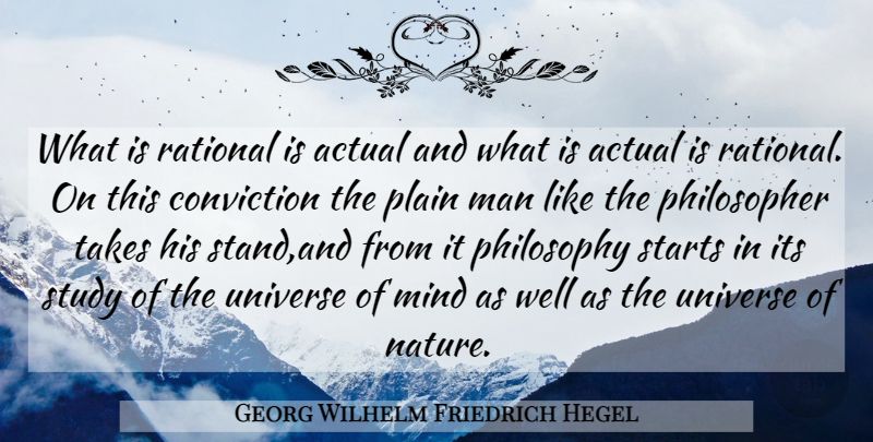 Georg Wilhelm Friedrich Hegel Quote About Philosophy, Philosophical, Reality: What Is Rational Is Actual...