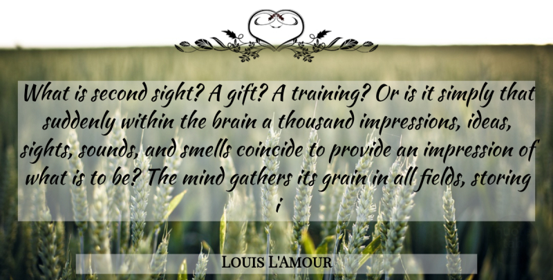 Louis L'Amour Quote About Brain, Brains, Coincide, Gathers, Grain: What Is Second Sight A...