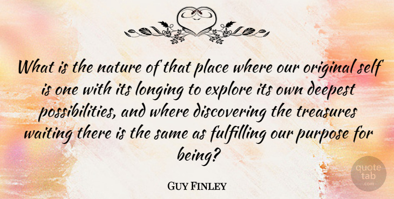 Guy Finley Quote About Deepest, Explore, Fulfilling, Longing, Nature: What Is The Nature Of...