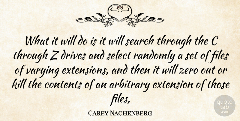 Carey Nachenberg Quote About Arbitrary, Contents, Drives, Extension, Files: What It Will Do Is...