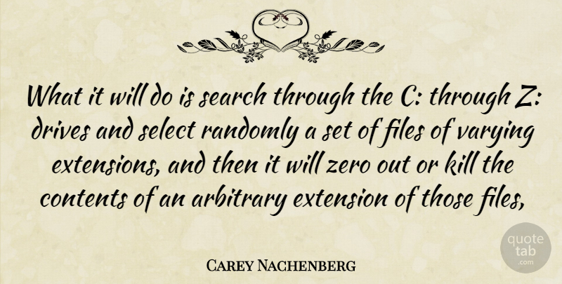 Carey Nachenberg Quote About Arbitrary, Contents, Drives, Extension, Files: What It Will Do Is...