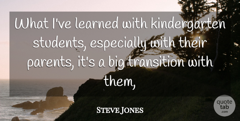 Steve Jones Quote About Learned, Parents, Transition: What Ive Learned With Kindergarten...