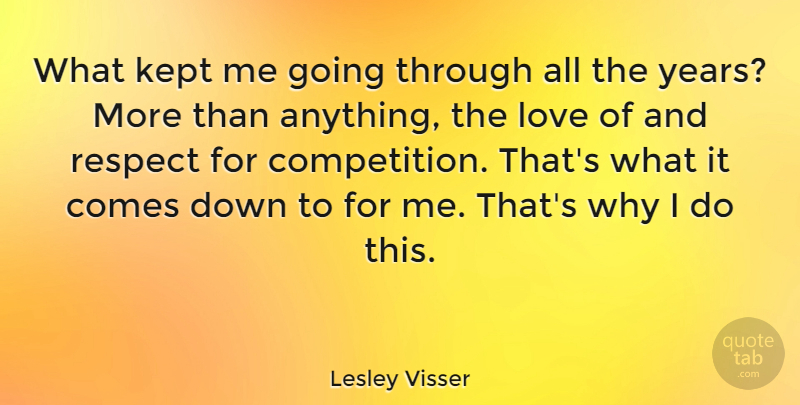 Lesley Visser Quote About Years, Competition: What Kept Me Going Through...