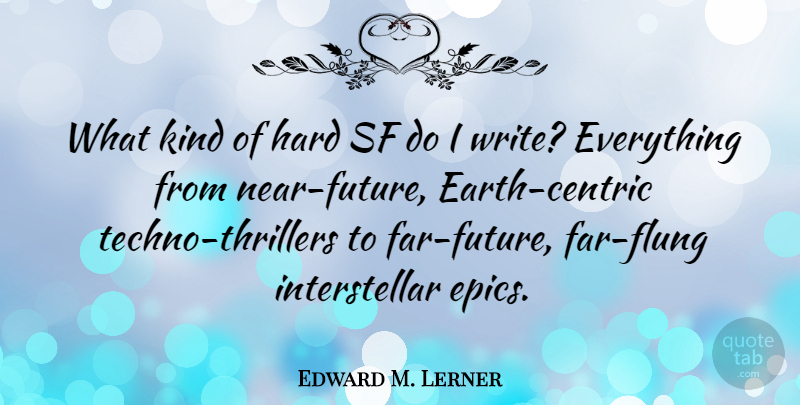Edward M. Lerner Quote About Hard, Sf: What Kind Of Hard Sf...