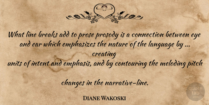 Diane Wakoski Quote About Eye, Creating, Add: What Line Breaks Add To...
