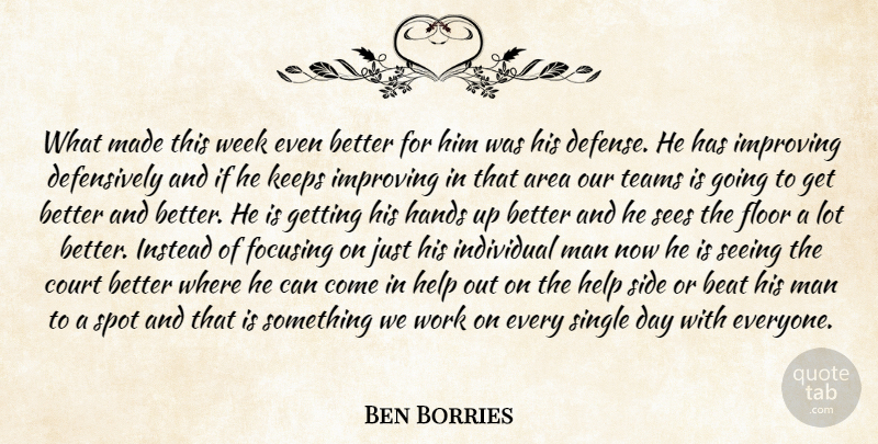 Ben Borries Quote About Area, Beat, Court, Floor, Focusing: What Made This Week Even...