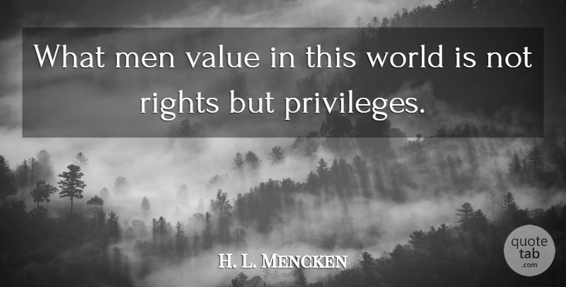 H. L. Mencken Quote About Leadership, Men, Rights: What Men Value In This...