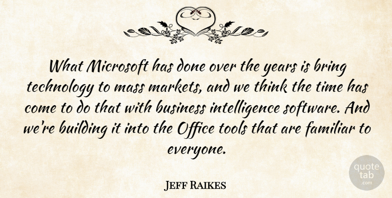 Jeff Raikes Quote About Bring, Building, Business, Familiar, Intelligence: What Microsoft Has Done Over...