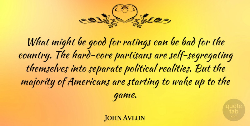 John Avlon Quote About Country, Reality, Self: What Might Be Good For...