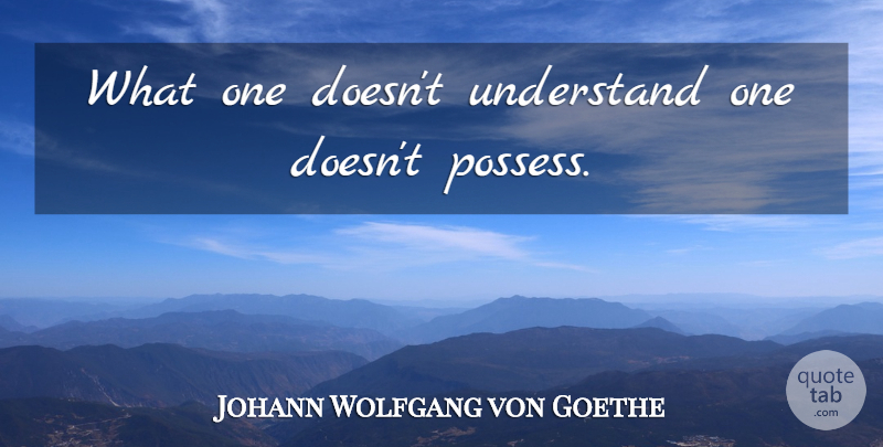 Johann Wolfgang von Goethe Quote About Understanding: What One Doesnt Understand One...