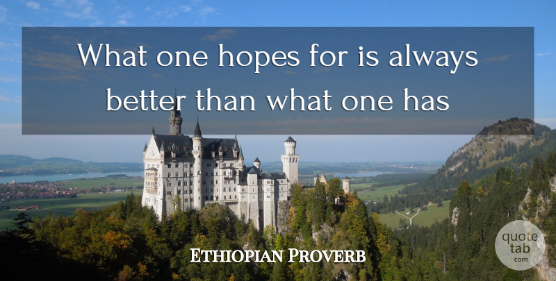 Ethiopian Proverb Quote About Hopes: What One Hopes For Is...
