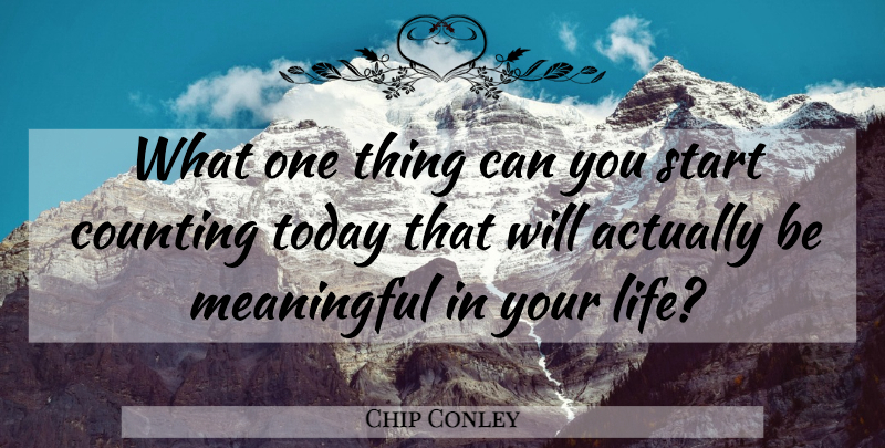 Chip Conley Quote About Meaningful, Today, Counting: What One Thing Can You...