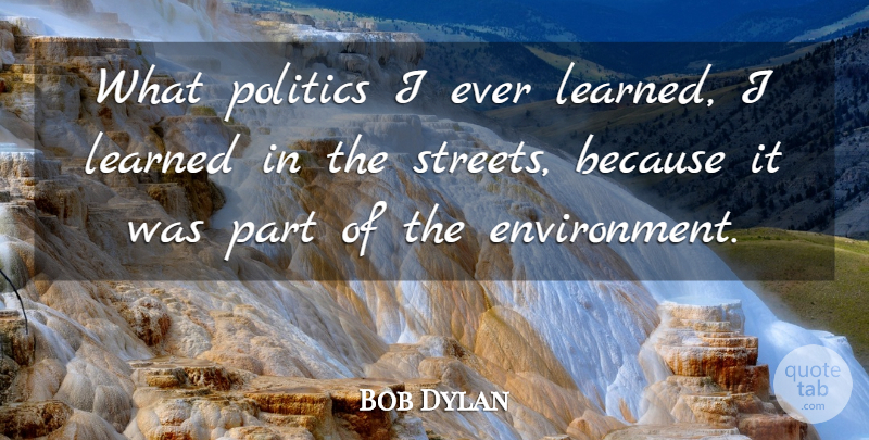 Bob Dylan Quote About Environment, Streets: What Politics I Ever Learned...