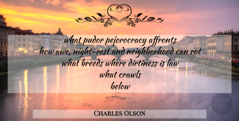 Charles Olson Quote About Night, Law, Shame: What Pudor Pejorocracy Affronts How...