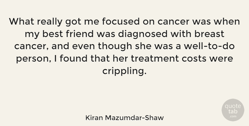 Kiran Mazumdar-Shaw Quote About Cancer, My Best Friend, Cost: What Really Got Me Focused...