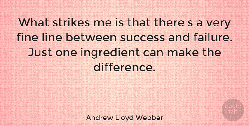 Andrew Lloyd Webber Quote About Failure, Fine, Ingredient, Line, Strikes: What Strikes Me Is That...