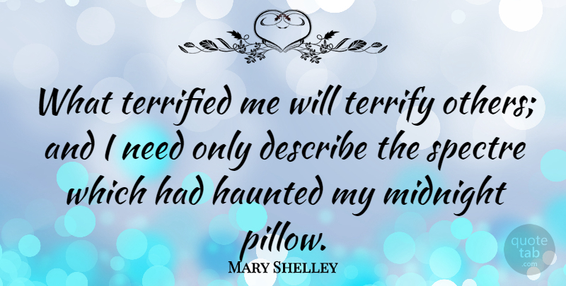 Mary Shelley Quote About Describe, Haunted, Terrified, Terrify: What Terrified Me Will Terrify...