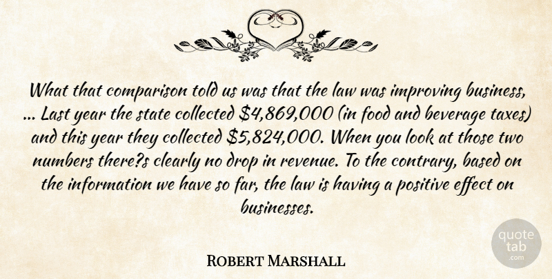 Robert Marshall Quote About Based, Beverage, Clearly, Collected, Comparison: What That Comparison Told Us...
