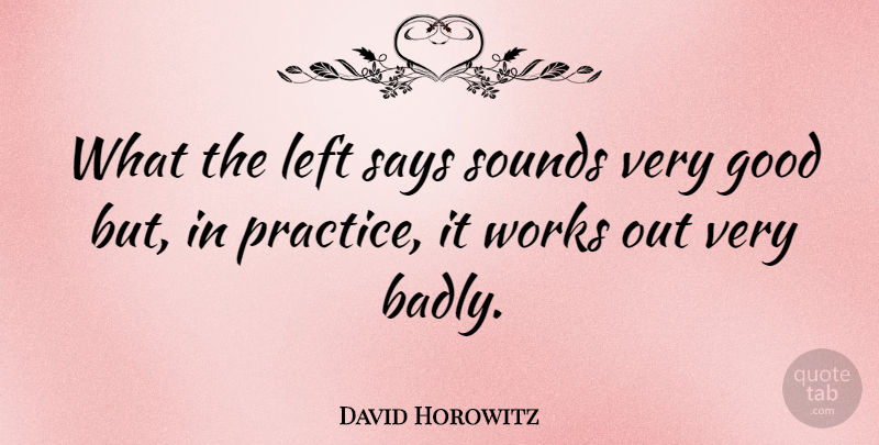 David Horowitz Quote About Good, Says, Sounds, Works: What The Left Says Sounds...