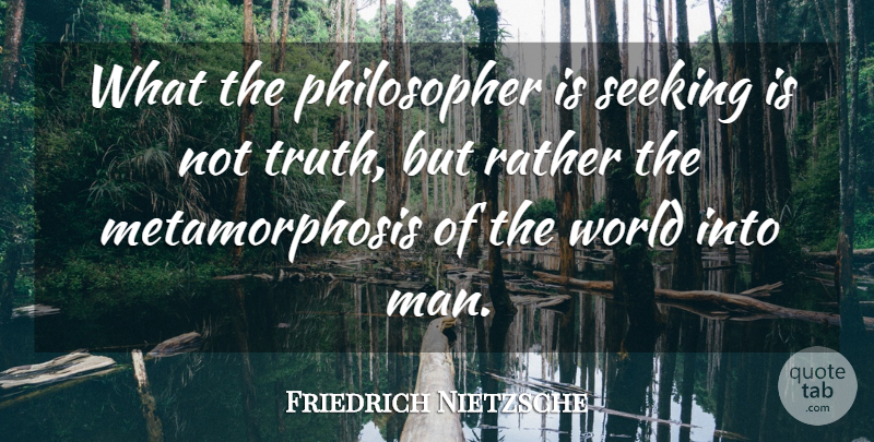 Friedrich Nietzsche Quote About Truth, Philosophical, Men: What The Philosopher Is Seeking...