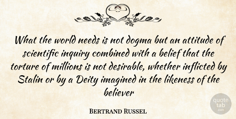Bertrand Russell Quote About Attitude, Needs, Inquiry: What The World Needs Is...