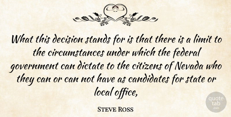 Steve Ross Quote About Candidates, Citizens, Decision, Dictate, Federal: What This Decision Stands For...