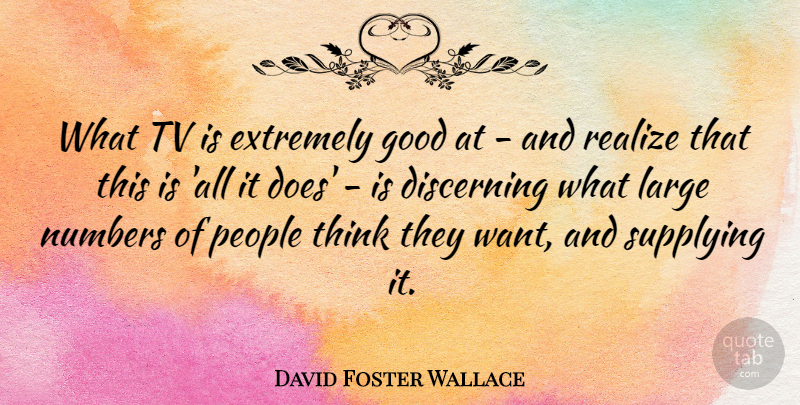 David Foster Wallace Quote About Thinking, Numbers, People: What Tv Is Extremely Good...