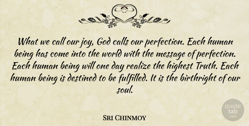 Sri Chinmoy Quote About Perfection, Joy, Soul: What We Call Our Joy...