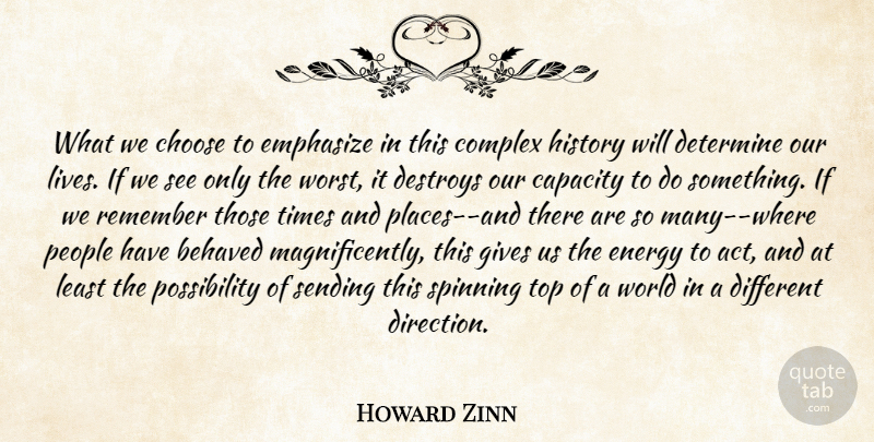 Howard Zinn Quote About Future, People, Giving: What We Choose To Emphasize...