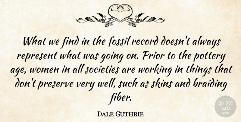 Dale Guthrie Quote About Age And Aging, Fossil, Pottery, Preserve, Prior: What We Find In The...